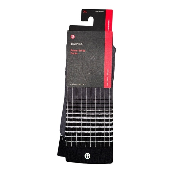 lululemon athletica Other - Lululemon Men’s Power Stride Crew Socks XL 12.5–14 BLK/TVSG/WHT